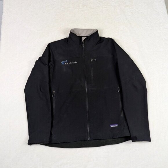 Patagonia Jacket Mens Large Black Guide Soft Shell Zip Up Embroidered - Picture 1 of 16